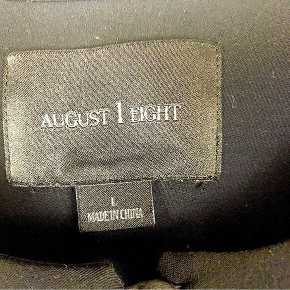 August 1 Eight Blouse Top Long Sleeve Keyhole Black Blue L - Picture 6 of 6